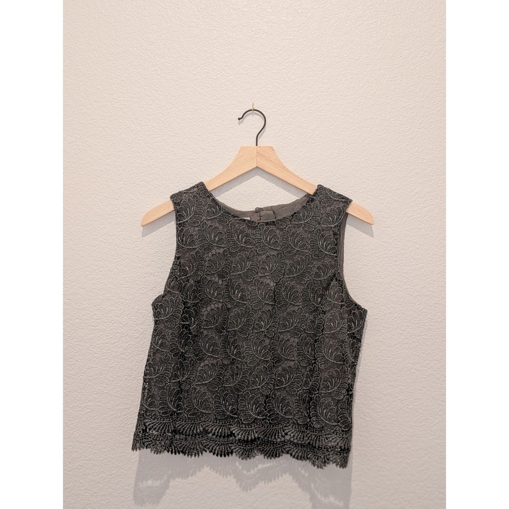 Talbots Metallic Grey Lace Sleeveless Top